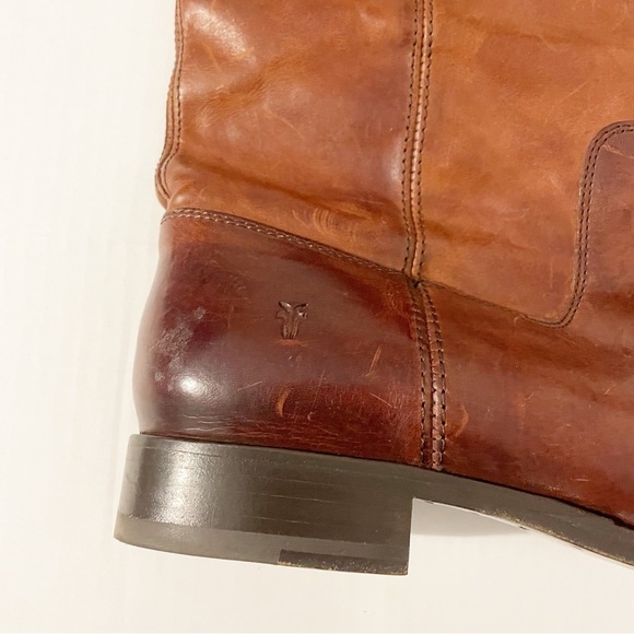 Frye Melissa Whip Tall Pull On Boots Size 9.5 Distressed Brown Leather Riding - Picture 2 of 16